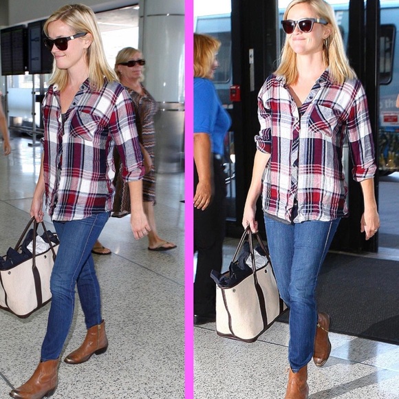 Rails Hunter Plaid Long Sleeve Shirt White Navy L - Picture 3 of 10